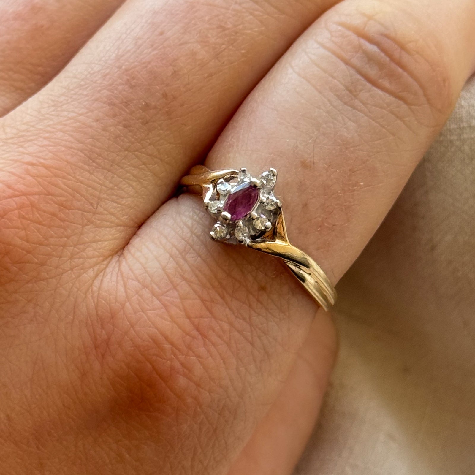 Exquisite Ruby & Diamond Halo Ring | 0.13ct Center Stone & 0.12ctw Diamond Accents | Size 9.5 | Elegant Engagement, Anniversary or Gift Jewelry for Women