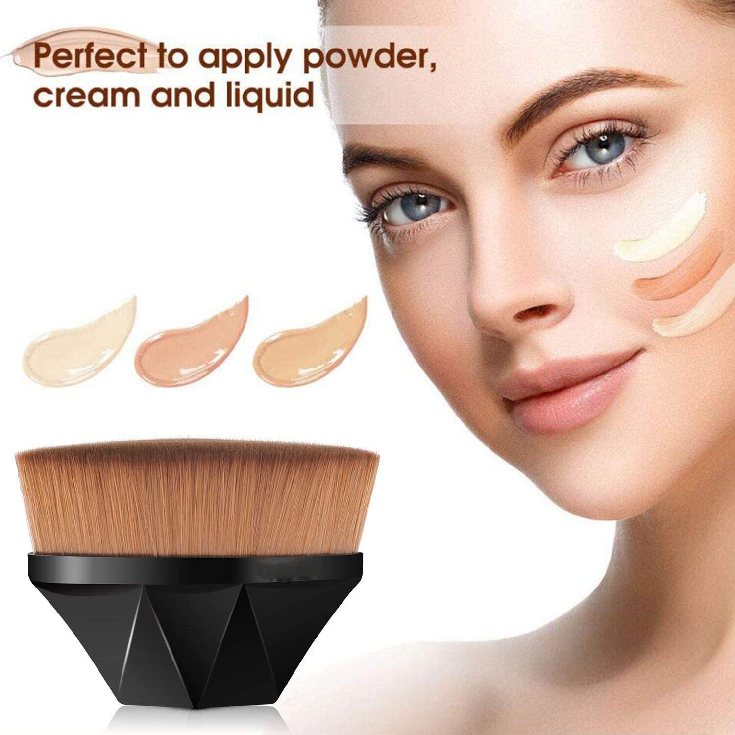 4+1 Pcs Velour Triangle Powder Puff & Kabuki Brush Set for Flawless Liquid, Cream & Loose Powder Makeup - Face Contouring, Foundation & Eyeshadow Application - Perfect for Daily Makeup & Professional Use (Color May Vary)