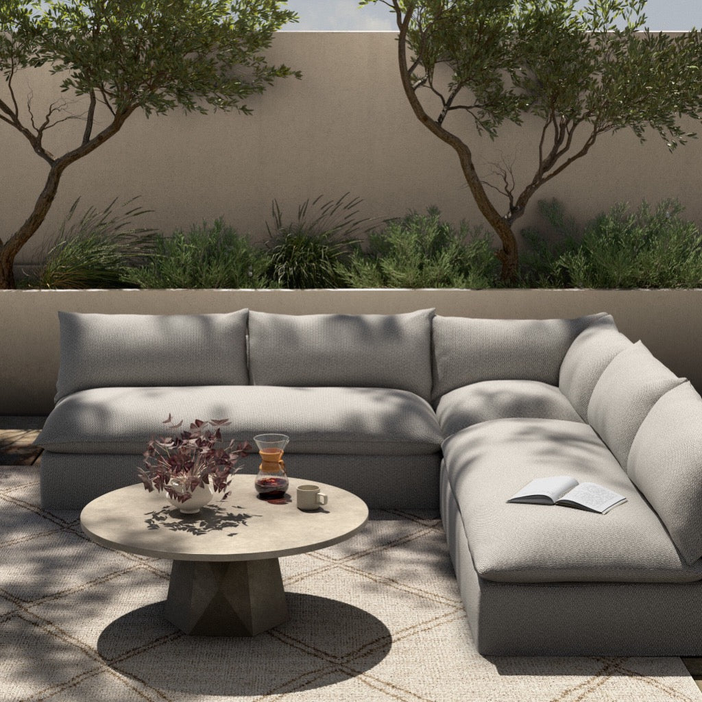 Grant Outdoor 3-Piece Sectional Patio Set - Faye Ash Color - Waterproof Wicker Furniture for Backyard, Poolside & Garden Relaxation