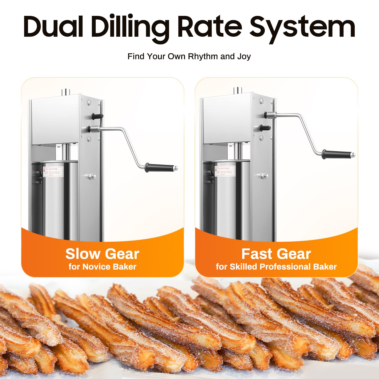 Commercial Churros Maker Machine - 5L Stainless Steel Manual Spanish Churros Donut Maker with 6 Nozzles - Perfect for Home, Restaurants & Bakeries - Make Authentic Churros for Parties, Cafes & Street Food Businesses