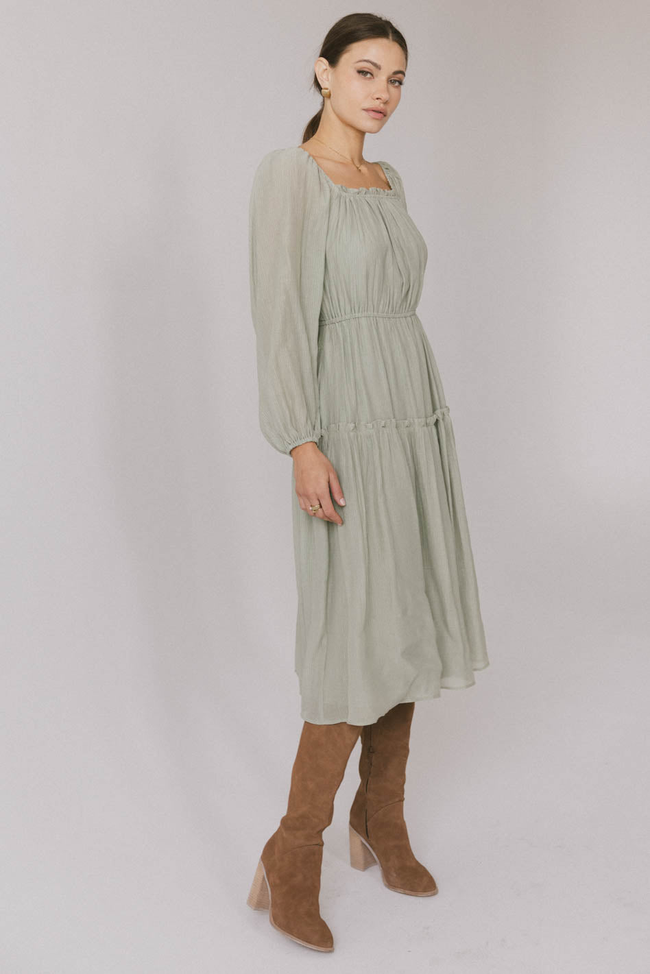 Finnian Midi Dress in Sage Green - Flowy A-Line Summer Dress for Women | Perfect for Beach Vacation, Brunch & Date Night Outfits