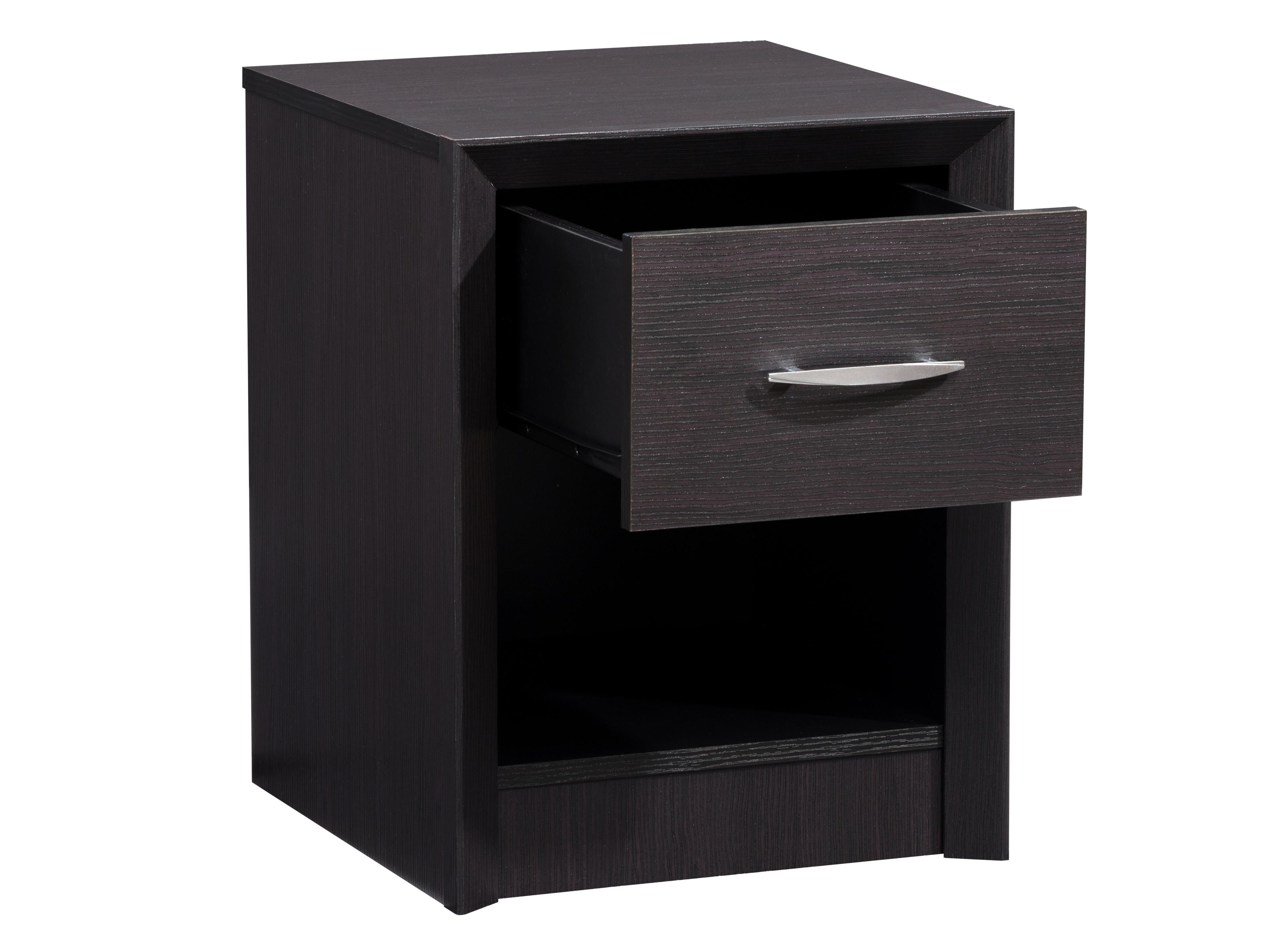 Mid Century Modern Nightstand - Black Wood Bedside Table with Drawer for Bedroom Furniture & Home Decor