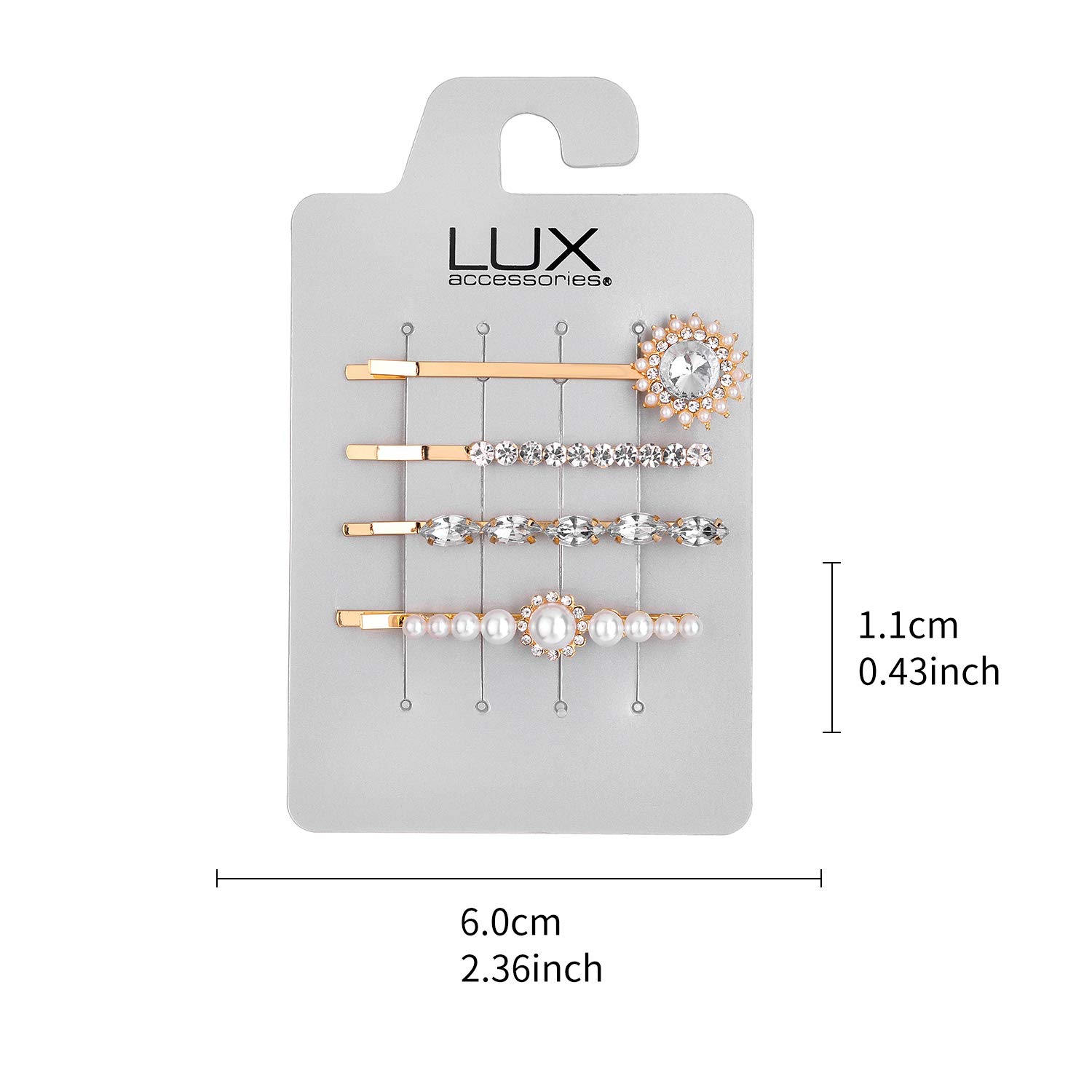 Floral Crystal Rhinestone Hair Pins Set - 4pc Gold Pearl Accessories for Bridal & Party
