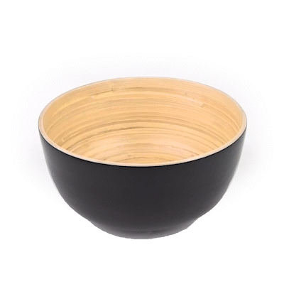 Bambuddha 51 oz Large Round Black Bamboo Salad Bowl - 13.5