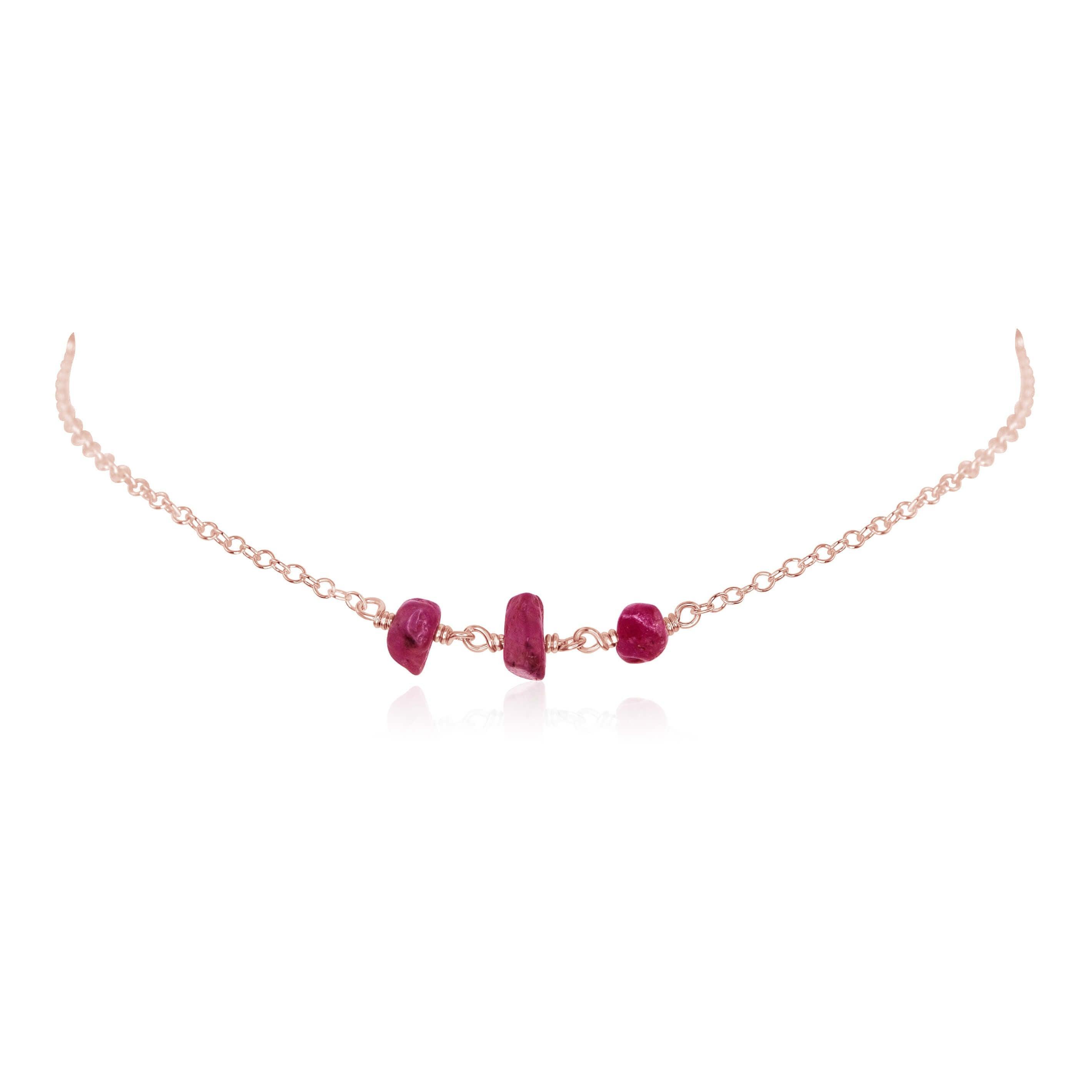 Elegant Ruby Beaded Chain Choker Necklace for Women | Dainty Crystal Jewelry Gift for Her | Perfect for Date Night, Wedding & Party Accessories