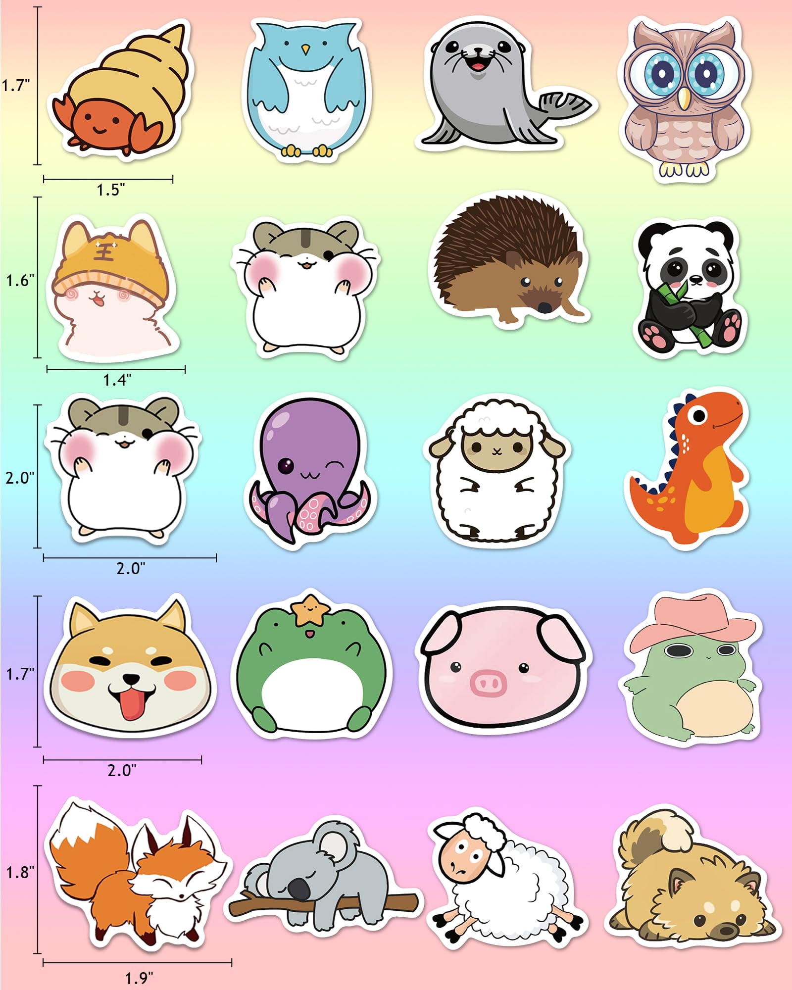 Benresive 200 Pcs Cute Animal Stickers for Kids - Waterproof Vinyl Stickers for Water Bottles, Laptops, Notebooks & School Supplies - Fun Classroom Rewards & Elementary Student Prizes - Perfect for DIY Crafts, Scrapbooking & Personalizing Belongings