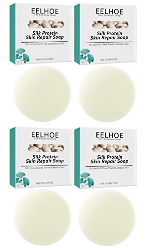 Premium Collagen & Silk Protein Whitening Soap - Acne Treatment, Anti-Cellulite, Skin Brightening & Firming for Face & Body - 4 Pack - Ideal for Daily Skincare & Complexion Enhancement