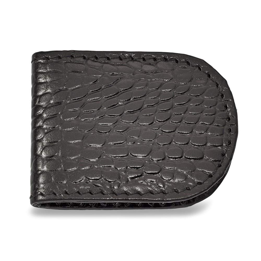 Premium Solid Black Leather Odile Grain Slim Business Credit Card Holder with Money Clip (2.5