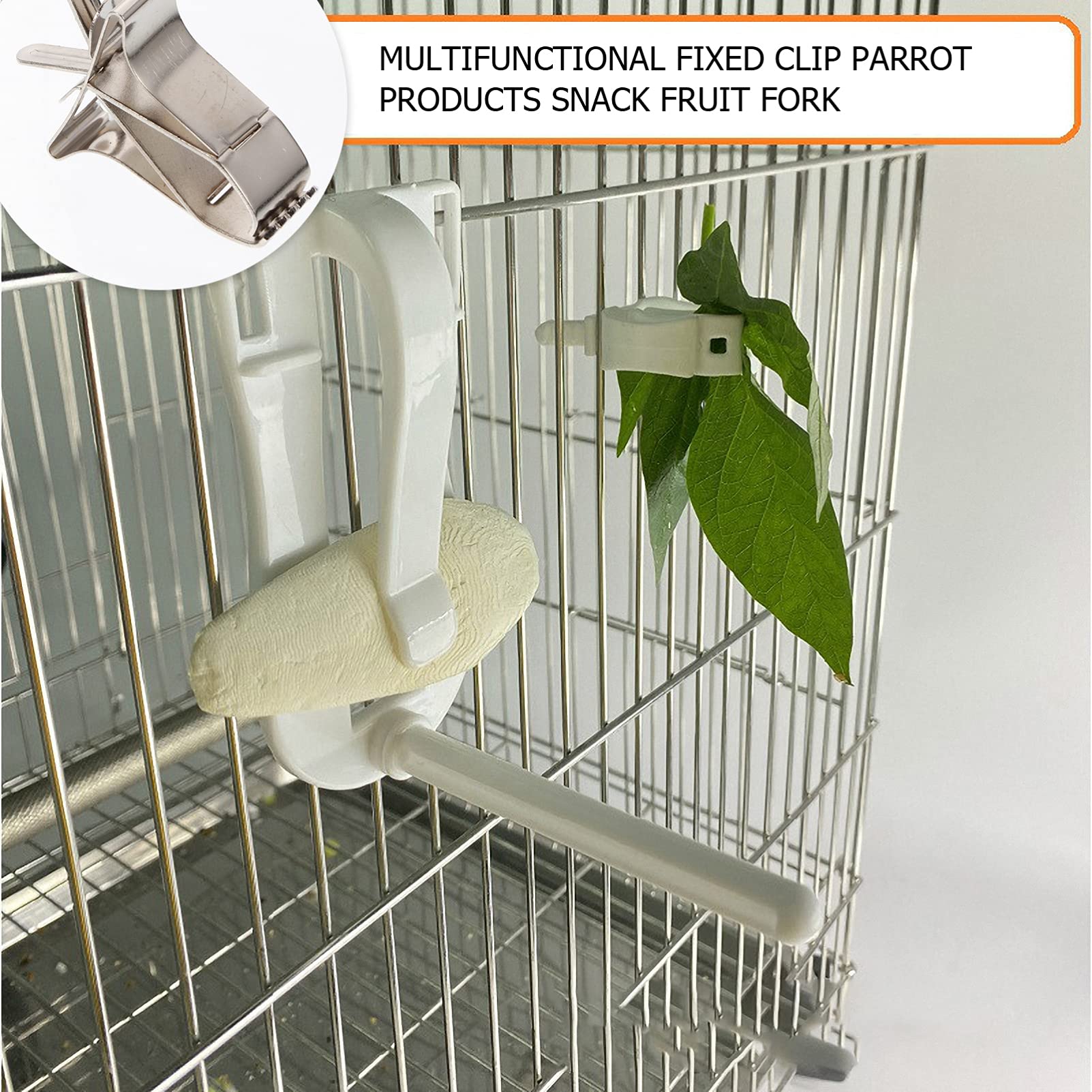 5pcs Bird Food Clips - Stainless Steel Parrot Vegetable Clips, Bird Cage Food Feeding Clips for Parakeets, Cockatiels, Lovebirds - Perfect for Securing Fresh Fruits, Veggies in Bird Cages - Durable Pet Bird Supplies for Daily Feeding