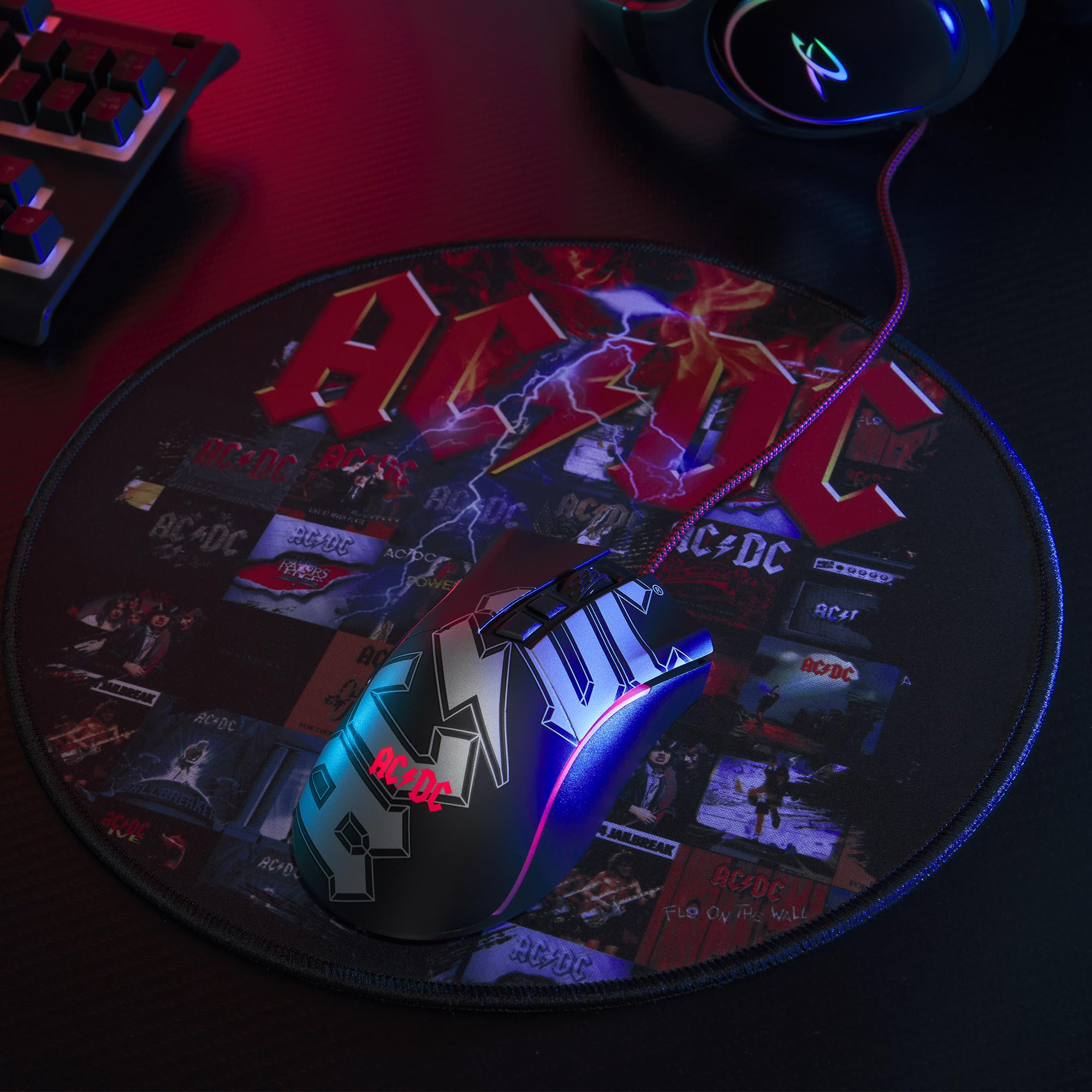 Subsonic Gaming Mouse Pad with AC/DC Design - Non-Slip RGB Mouse Mat for PC, Laptop & Office Use - Perfect for Gaming, Work & Home Setup