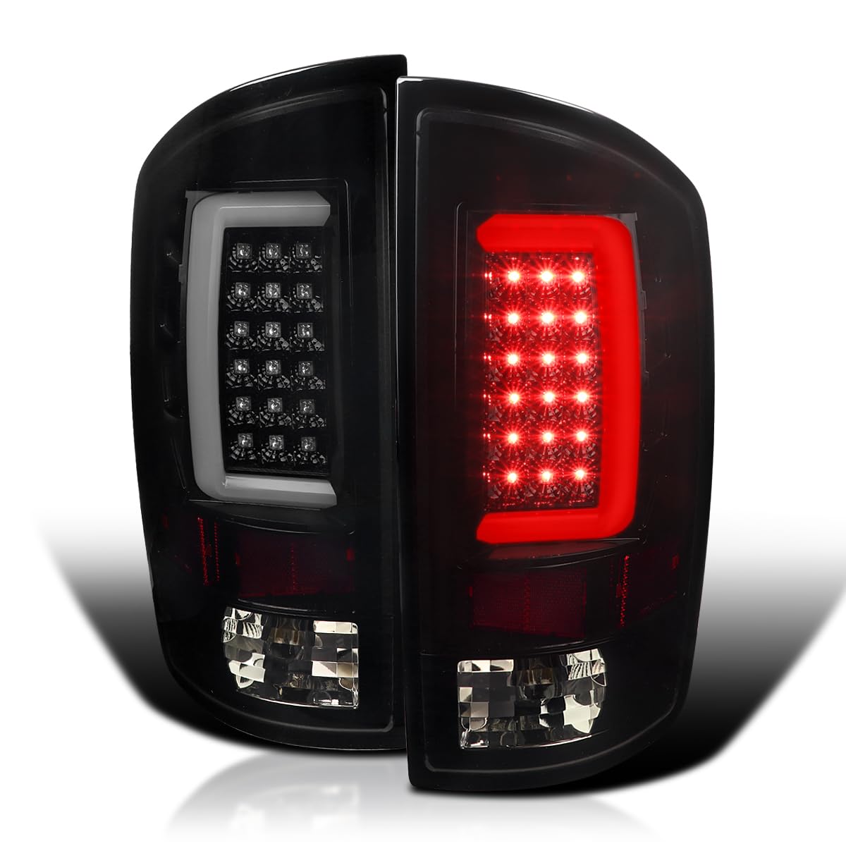 Spec-D Tuning Glossy Black Smoke LED Tail Lights - Compatible with 2007-2008 Dodge Ram 1500 & 2007-2009 Dodge Ram 2500/3500 - Left & Right Pair Assembly - Upgrade Your Truck's Style & Visibility for Night Driving & Off-Road Adventures