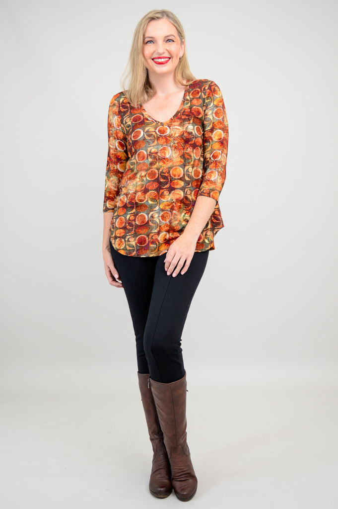 Jackie 3/4 Sleeve Women's Blouse - Walnut Brown Bamboo Fabric - Perfect for Casual Wear & Office Outfits