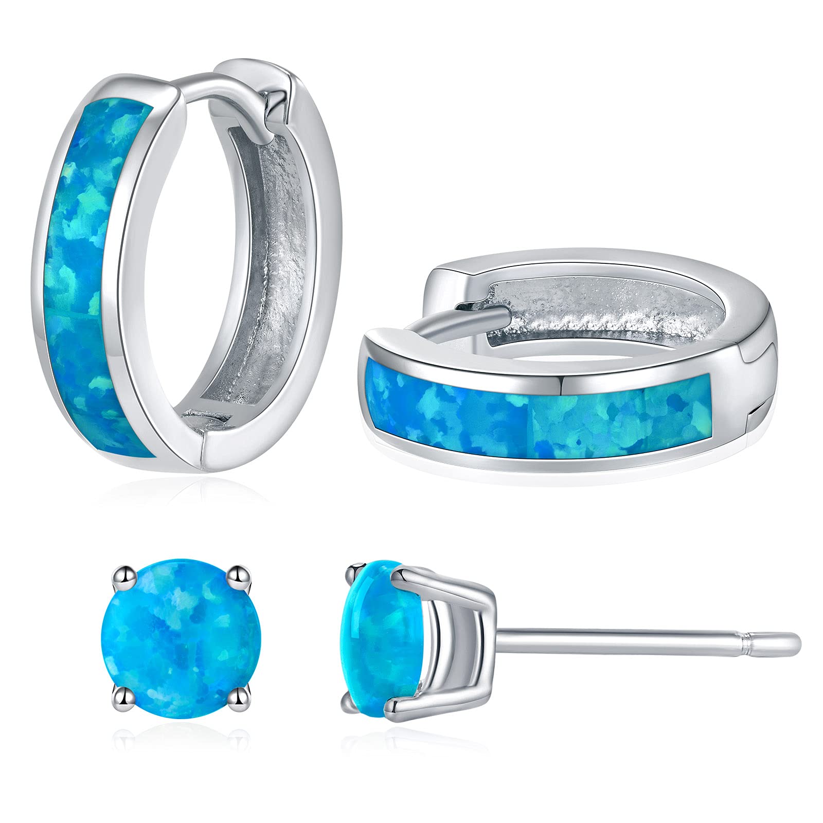 Hypoallergenic 14K Gold Plated Opal Stud Huggie Hoop Earrings for Women - Sensitive Ear Friendly Small Hoops for Everyday Wear, Gift Giving & Special Occasions