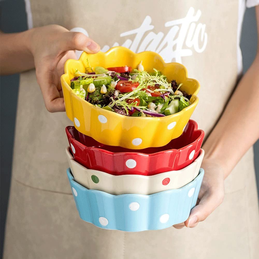 Japanese Ceramic Salad Bowl 400ML - Creative Beige Fruit, Dessert, Rice & Soup Bowl for Kitchen & Dining - Perfect for Salads, Snacks, Meals & Home Decor