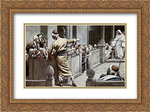 Tissot James 18x14 Inch Gold Ornate Framed Double Matted Museum Art Print - Blind Man Tells His Story to The Jews - Perfect for Living Room, Bedroom or Office Wall Decor