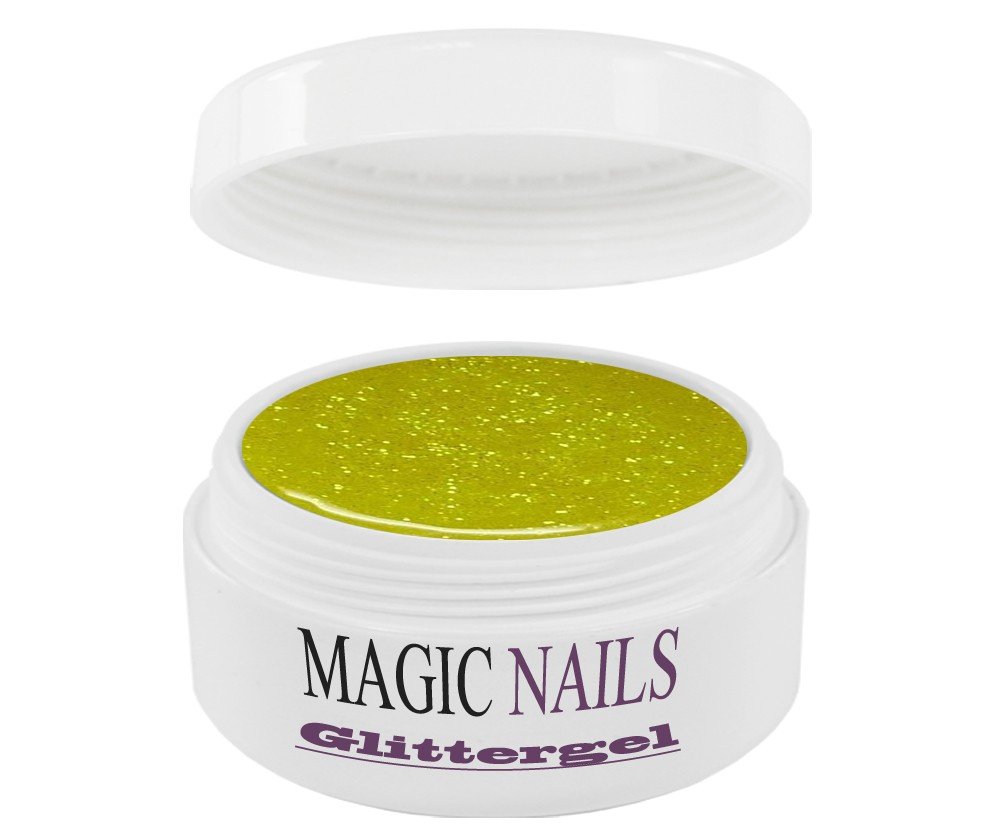 Magic Nails Glitter Gel Polish - Lemon Yellow 08 (5ml) | Long-Lasting Shine for Manicures & Pedicures | Perfect for Nail Art, Salon & Home Use