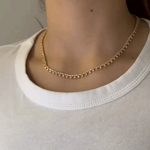 5.75 Carat HalfWay Diamond Tennis Necklace - 14K Gold 4-Prong Setting for Women | Elegant Everyday Jewelry & Special Occasion Gift