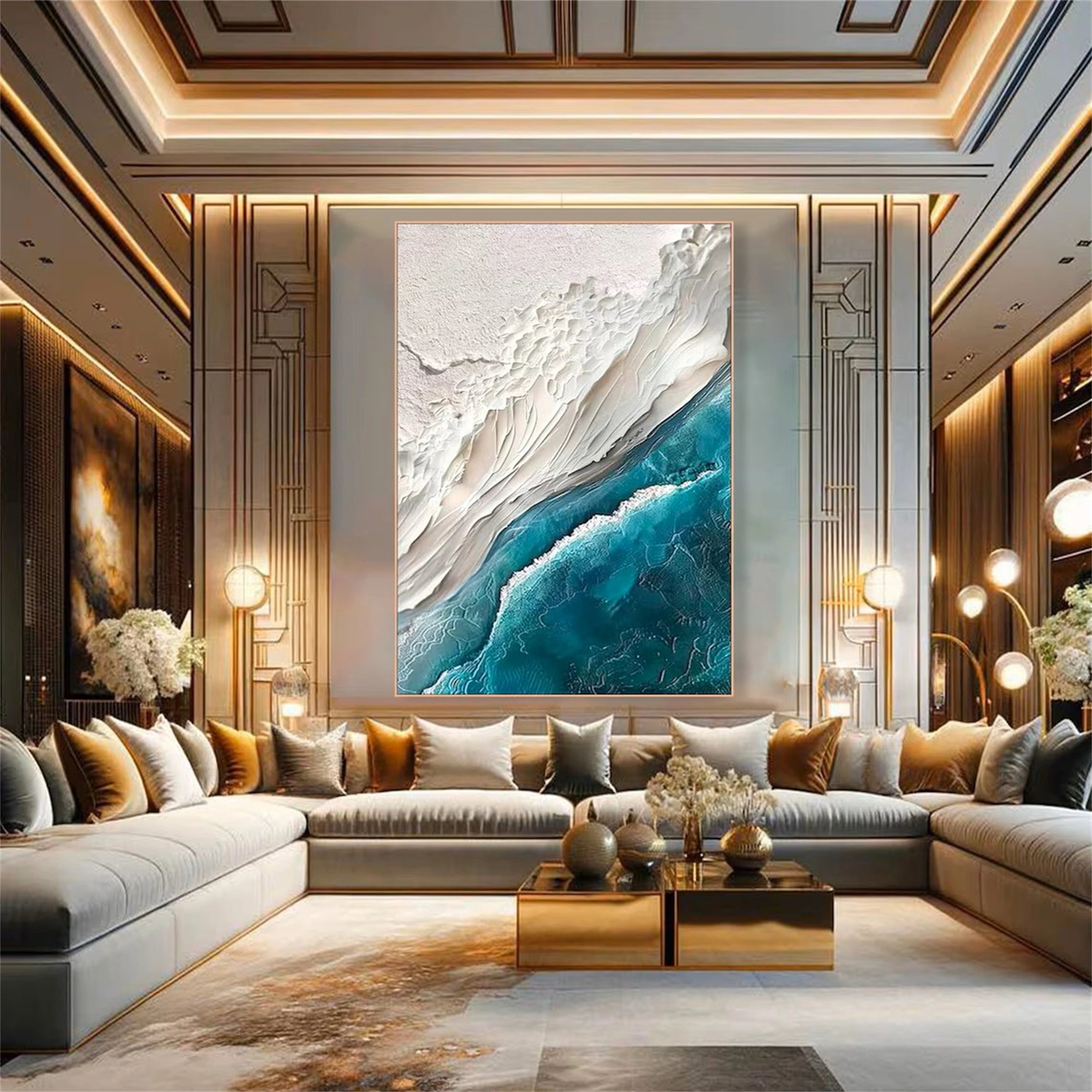 Ocean And Sky Painting #OS 069 - Stunning Seascape Wall Art for Home & Office Decor - Perfect for Living Room, Bedroom or Beach House