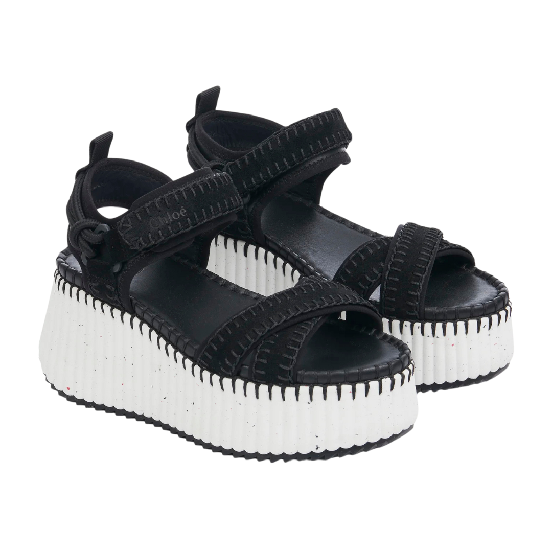 Nama Wedge Sandals for Women - Comfortable Black Summer Beach Sandals with Arch Support | Perfect for Walking, Vacation, and Outdoor Activities