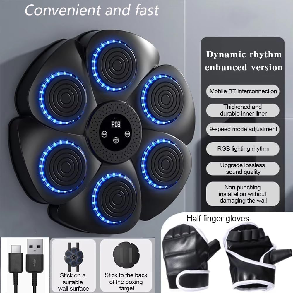Puncheffy Kids Music Boxing Machine - Interactive Punching Bag with Music for Children (Medium, Black) | Fun Exercise & Stress Relief Toy for Indoor Play & Birthday Gifts