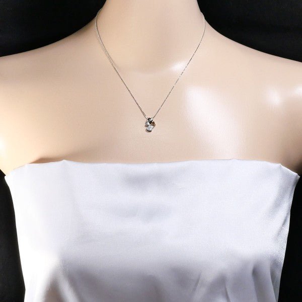 18K White Gold & Pink Gold Diamond Necklace for Women - Elegant Pendant Jewelry Gift for Anniversary, Valentine's Day & Special Occasions