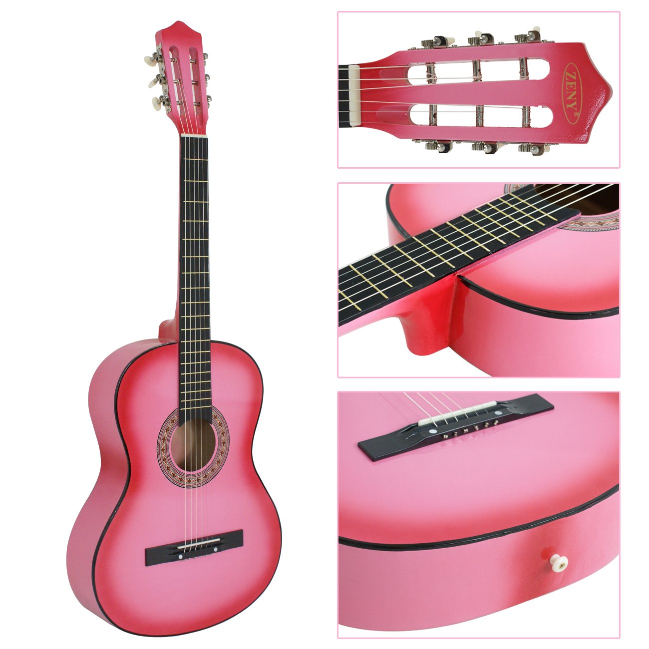 Smartxchoices 38-Inch Acoustic Guitar Bundle with Gig Bag, Strap, Pitch Pipe, Extra Strings & Picks - Pink 6-String Guitar for Beginners, Kids, Girls & Students (Right-Handed) | Perfect for Home Practice, Music Lessons & Gift Giving