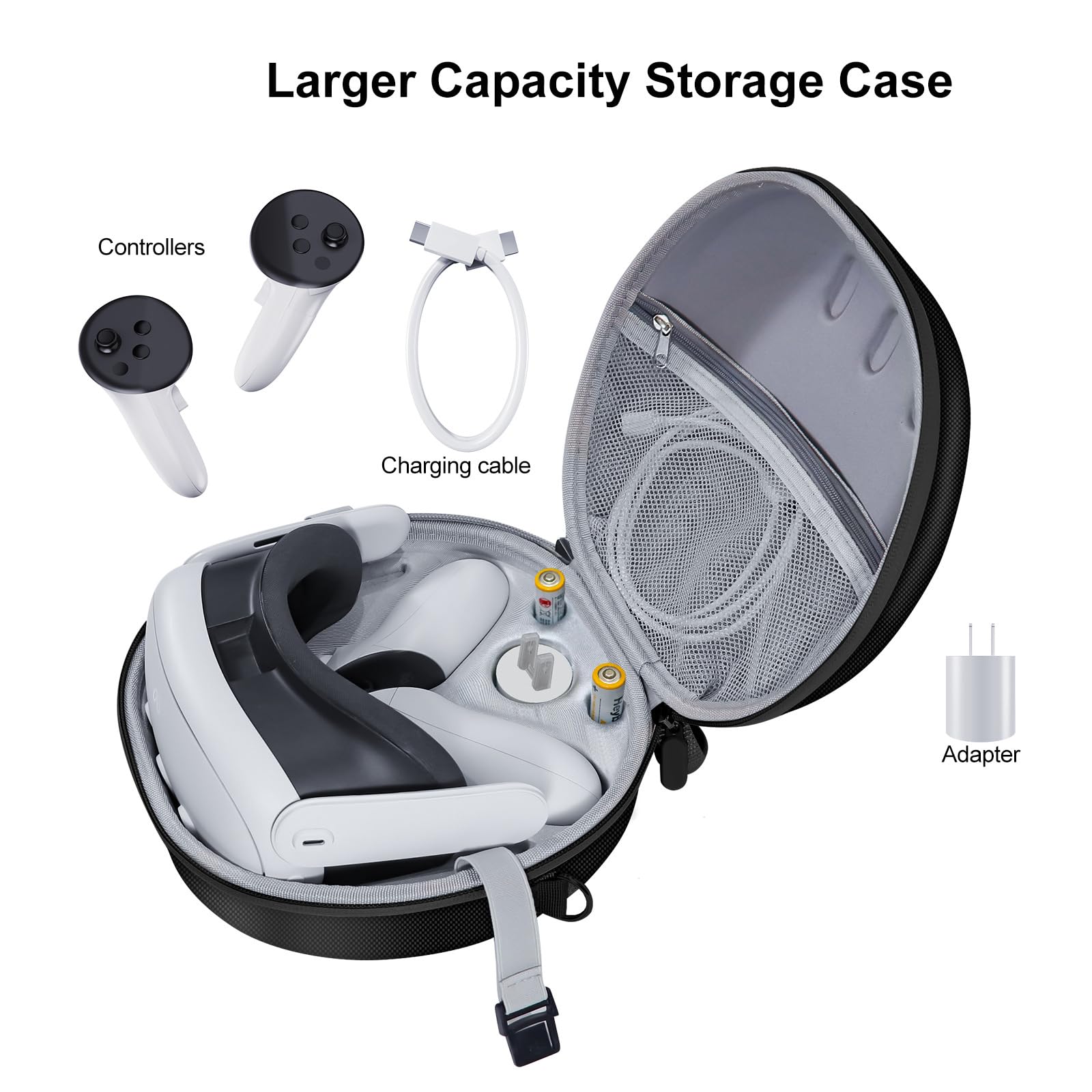 PALUMMA Hard Carrying Case for Oculus Quest 3 - VR Headset Accessories Travel Bag Compatible with Touch Controllers & Accessories - Perfect for Travel, Home Storage & VR Gaming (Black)
