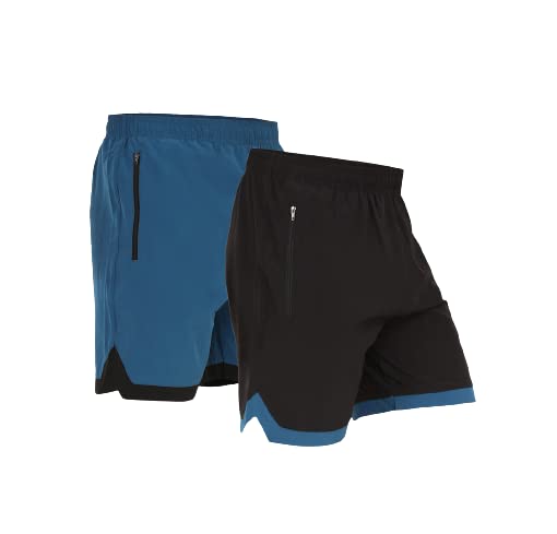 GYMIFIC Men's 2-Pack Quick-Dry Polyester Workout Shorts with Pockets - Breathable Running & Yoga Shorts for Gym, Summer Sports - Perfect for Training, Jogging & Active Lifestyle
