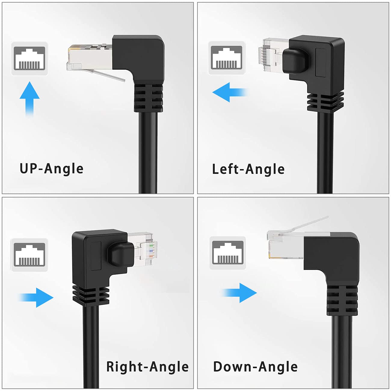 Premium Cat6 Shielded Ethernet Cable 90° Right Angle Leftward - High-Speed RJ45 Gigabit Network Cable for Mac, PC, Router, Modem, Printer, Xbox, PS4, PS3 - 6ft Black - Perfect for Gaming, Home Office & Smart Home Setup