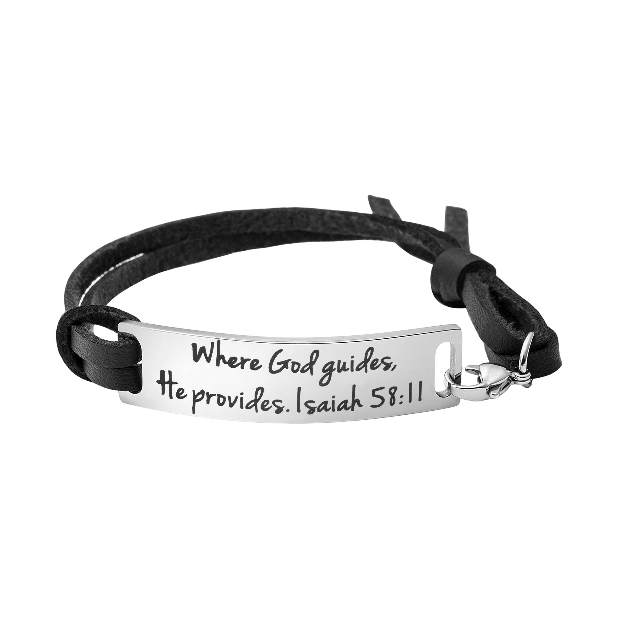 Inspirational Christian Bracelet for Women - Personalized Scripture Leather Bangle - Religious Gift for Her, Birthday, Christmas - Perfect for Church, Prayer & Daily Encouragement