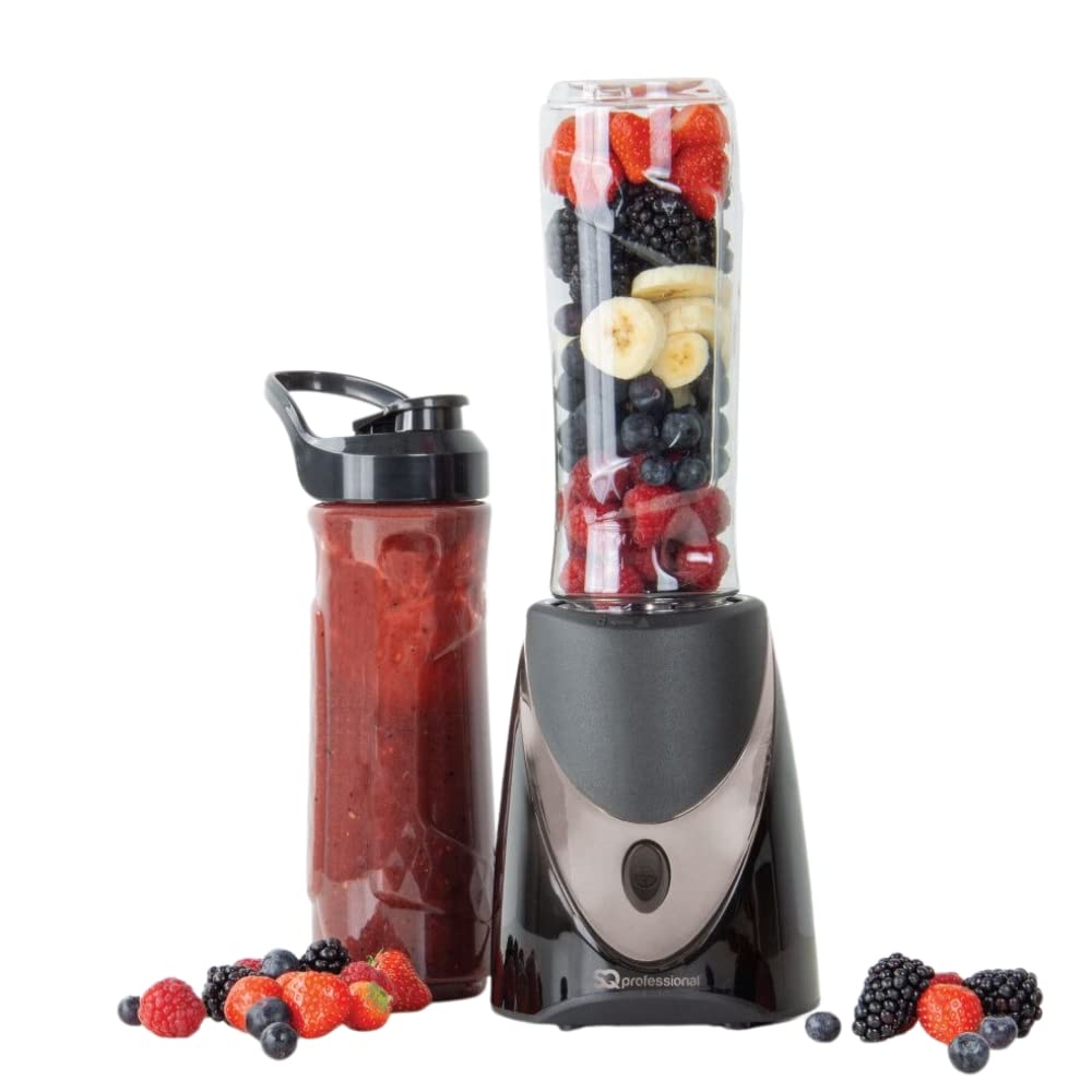 SQ Professional Blitz - Twist'n'Blitz Nutrient Extractor & Personal Mini Blender - 250W Juicer Smoothie Maker with 2 Portable 600ml Blending Bottles (Black/Silver) - Perfect for Home, Office & Travel Smoothies