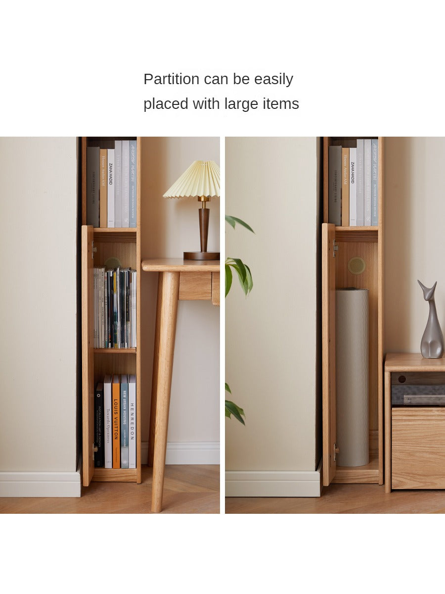 Oak Solid Wood Ultra Narrow Bookcase - Space-Saving Bookshelf for Small Rooms, Apartments & Home Office | Durable & Stylish Storage Solution