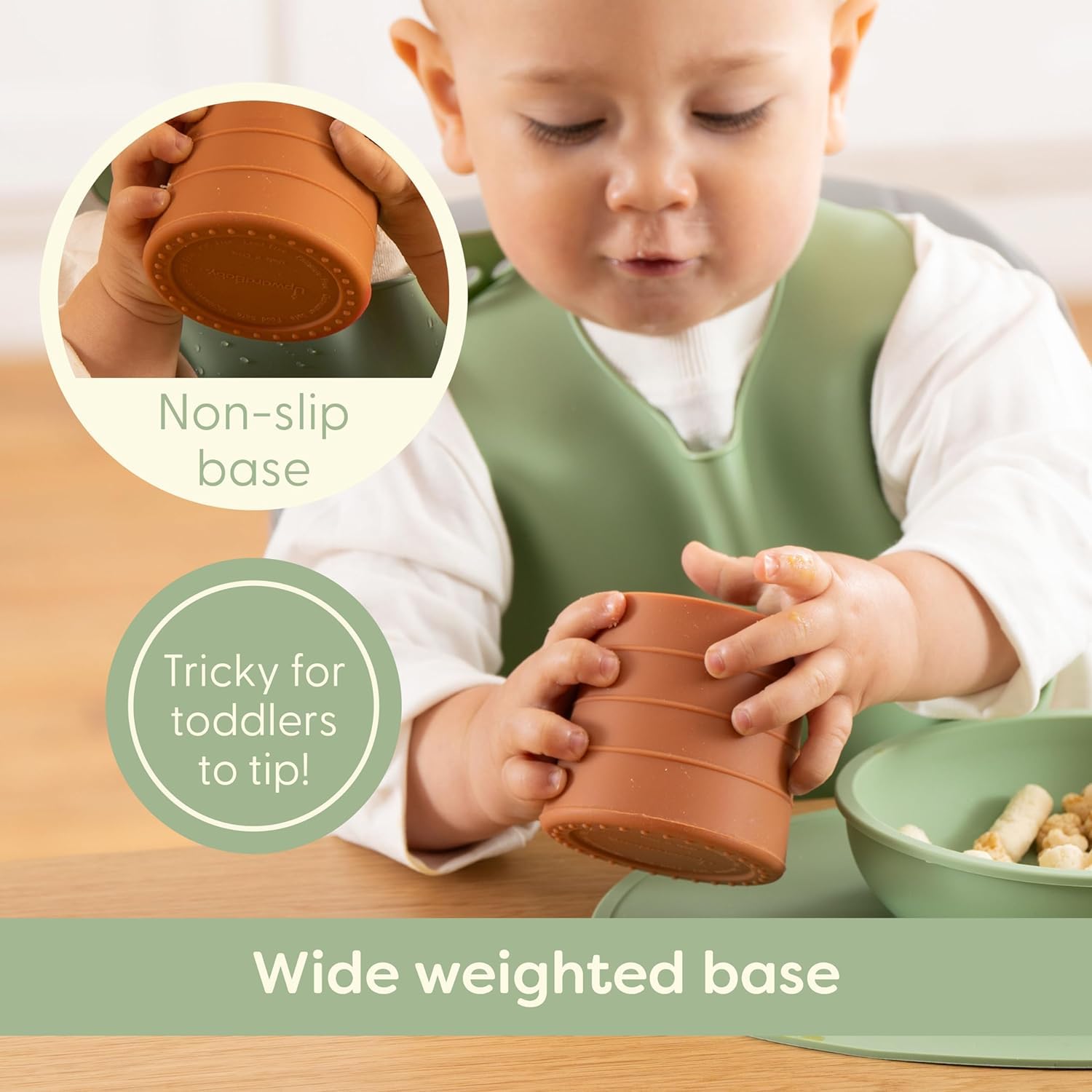 **Baby Led Weaning Supplies for 6-12 Months - First Solids Feeding Set with Suction Bowls, Plates, Toddler Spoons & Cup + Silicone Bibs - Self Feeding Essentials for Infants - Perfect for Mess-Free Mealtime at Home or On-the-Go**
