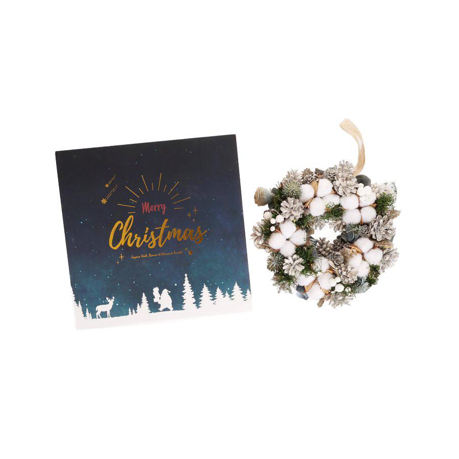 PASEO 25cm Blue Snow Christmas Wreath - 240g Holiday Decoration for Front Door, Fireplace & Winter Home Decor