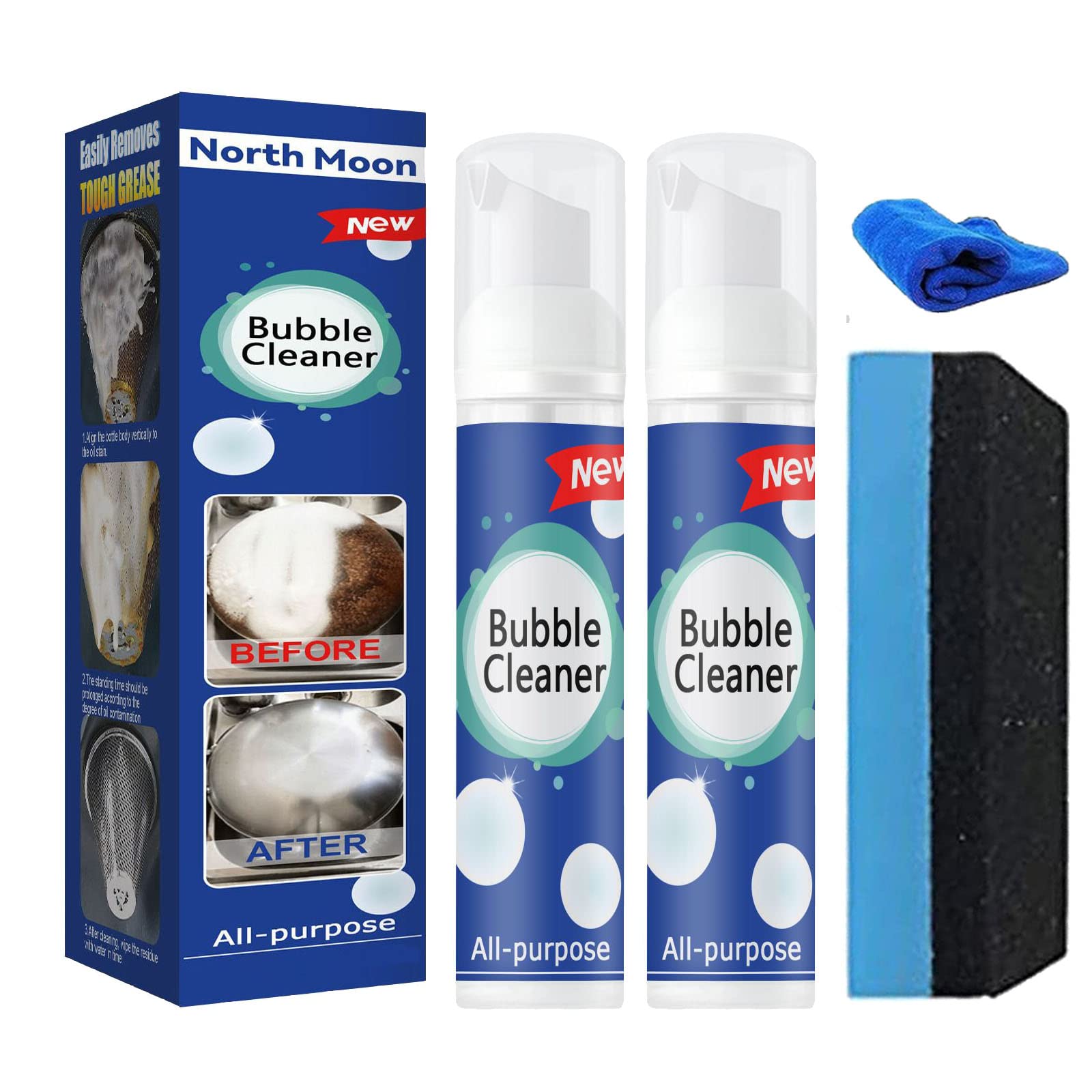 **Heavy Duty Foaming Oil Stain Cleaner - Powerful All-Purpose Foam Cleaner for Stubborn Grease & Grime - Bubble Spray (30ml, 2-Pack) - Ideal for Kitchen, Garage, and Industrial Use**
