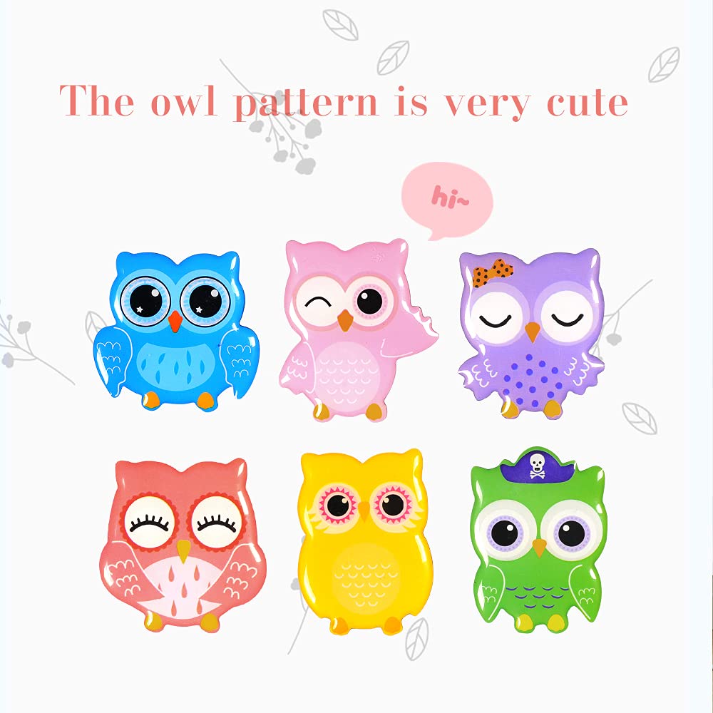 Cute Cartoon Owls Fridge Magnets Set of 6 - Strong Refrigerator Magnets for Kitchen, Office Whiteboard & Dry Erase Board - Fun Magnetic Stickers for Kids Room Decor & School Projects