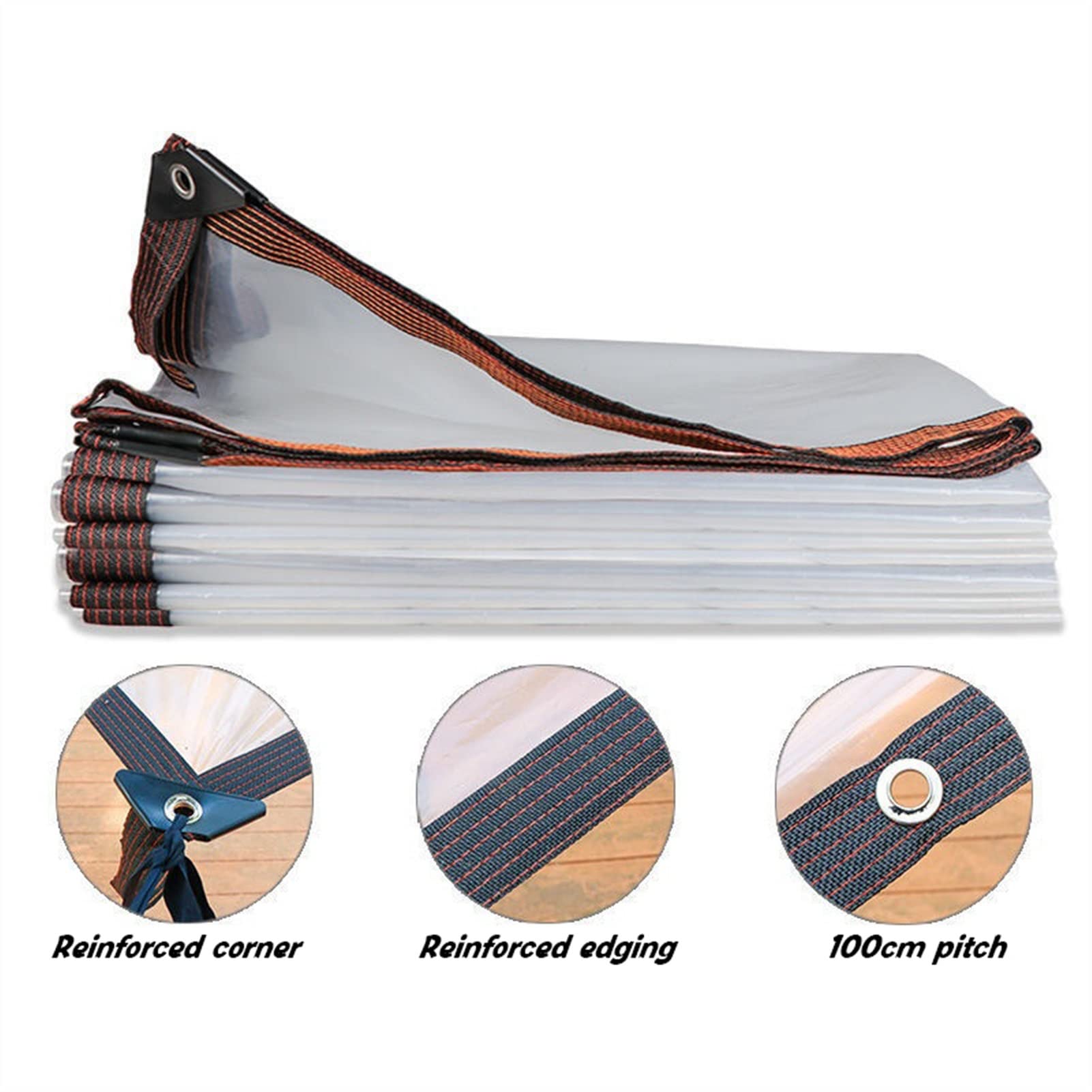 Clear Tarps with Grommets - Waterproof Plastic Oilskin Cover for Outdoor Patio, Porch, Greenhouse & Canopy (5x6m/16x20ft) - Perfect for Weather Protection, Garden Shelter & Temporary Enclosures