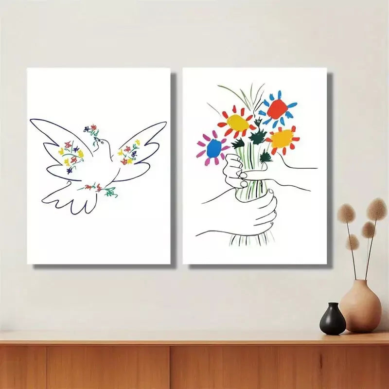2-Piece Abstract Line Art Peace Canvas Wall Decor - 50x75cm Framed High-Quality Print, 100% Australian Made, Ready to Hang - Perfect for Living Room, Bedroom & Office Decor