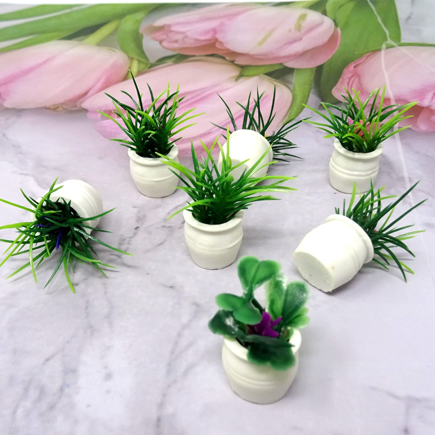 14 PCS Miniature Bonsai Plants for Dollhouse - Artificial Potted Plants, Tiny Faux Flowers & Greenery Decor - Perfect for Dollhouse Furniture, DIY Miniature Gardens & Fairy Garden Scenes