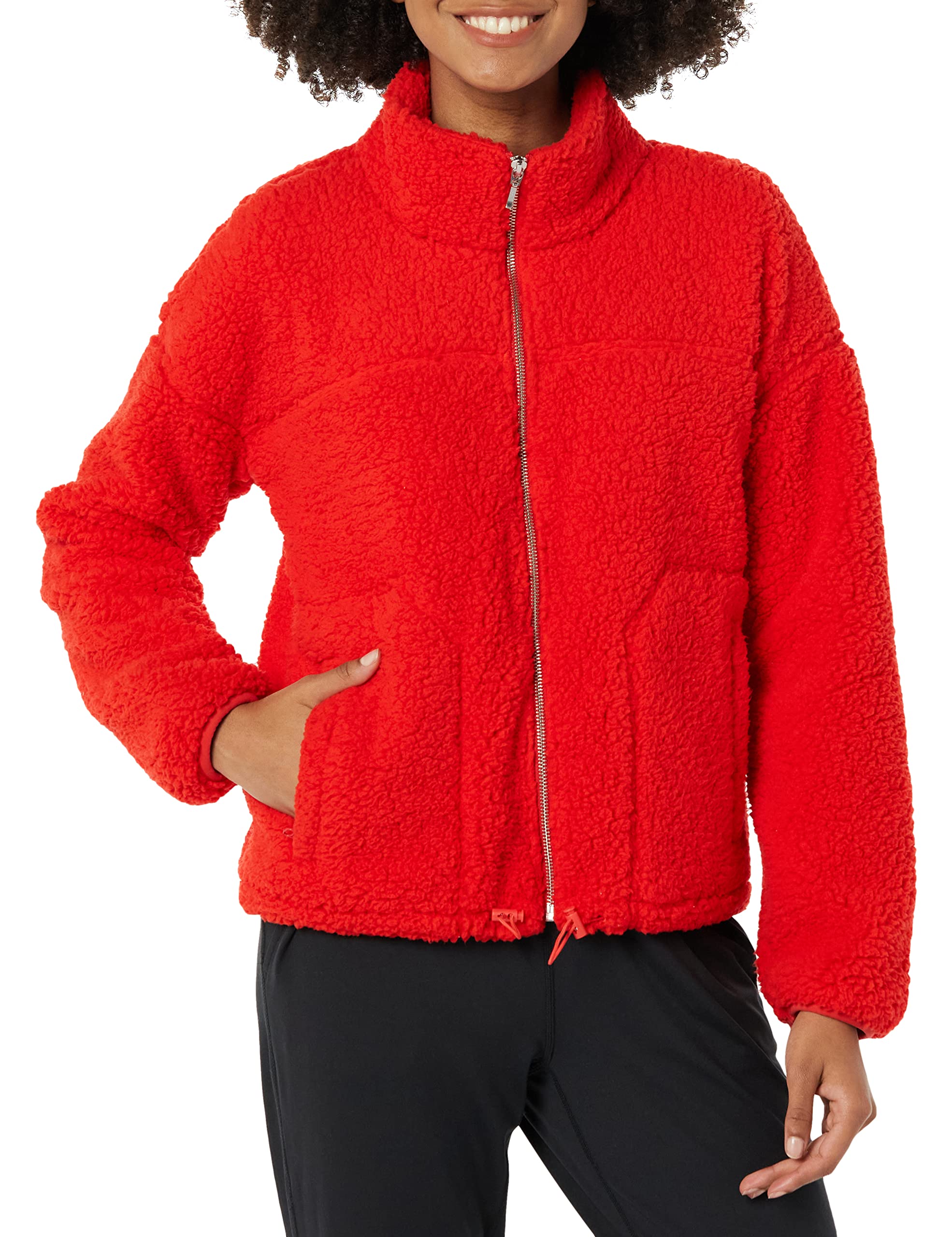 Amazon Essentials Women's Sherpa Jacket - Cozy Fleece-Lined Winter Coat for Cold Weather, Warm Hooded Outerwear for Hiking, Camping & Outdoor Activities