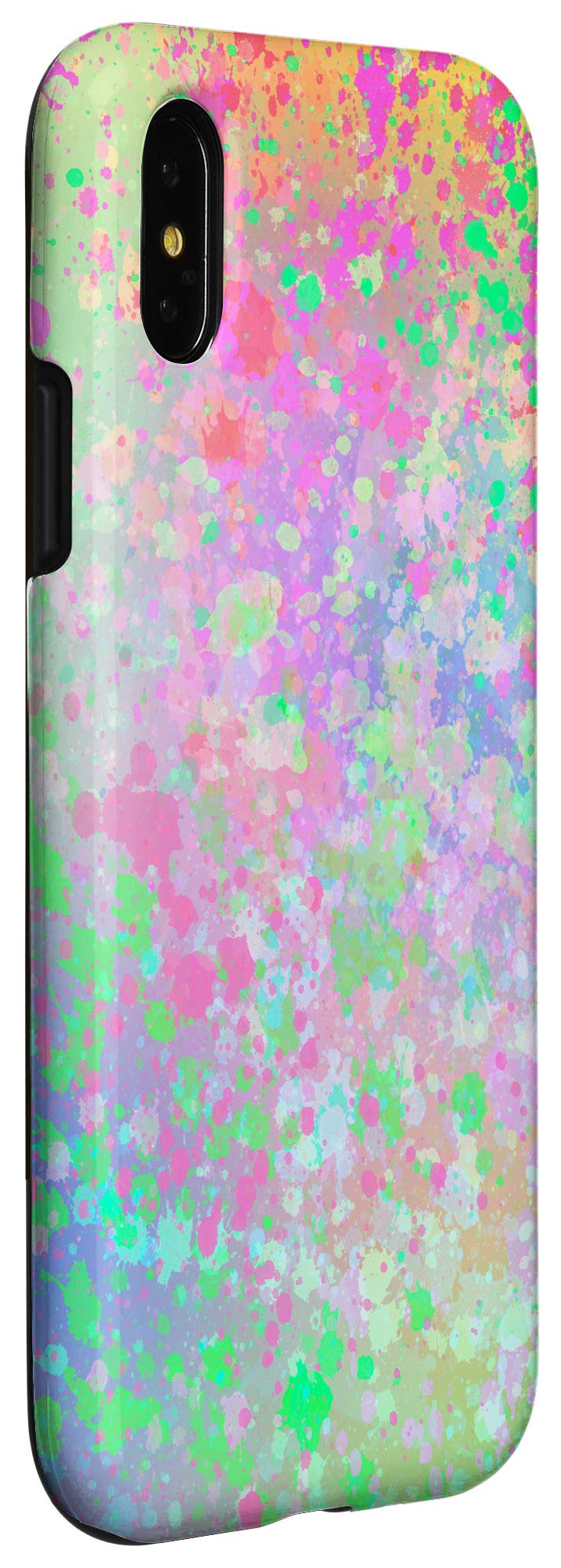 iPhone X/XS Case - Abstract Pink & Green Splatter Design Shockproof Phone Cover | Perfect for Daily Use, Travel & Outdoor Activities