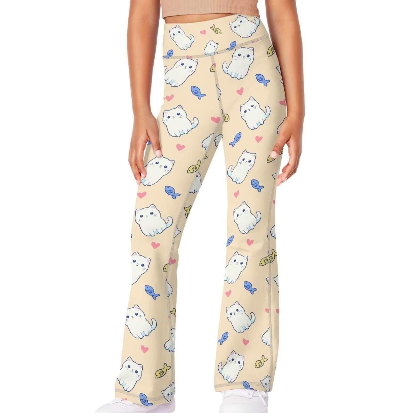 **Girls High Waisted Yoga Pants - Casual Flare Leggings for Dance & Bell Bottoms Style (Size 5-14) - Perfect for School, Playdates & Preppy Outfits**