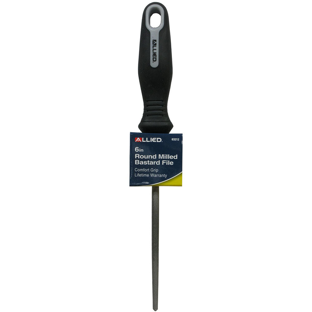 Allied 63212 6-Inch Round Bastard File with Comfortable Handle - Perfect for Metalworking, Woodworking, and DIY Home Projects
