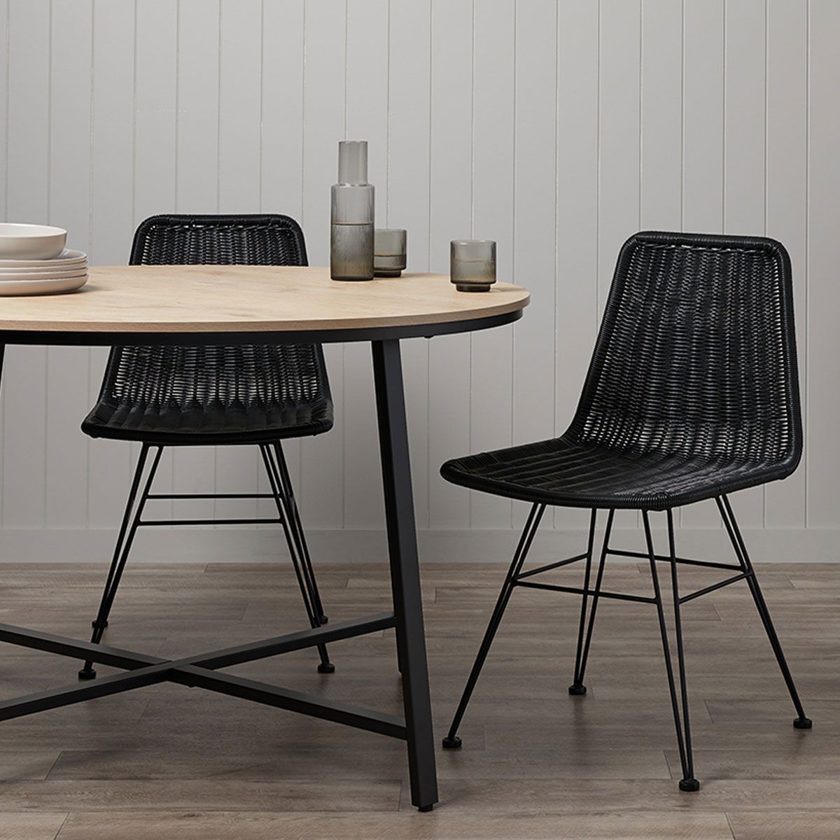 Xavier Modern Dining Chairs Set of 2 - Black Upholstered Kitchen Chairs for Dining Room, Kitchen Island, Breakfast Nook & Home Decor