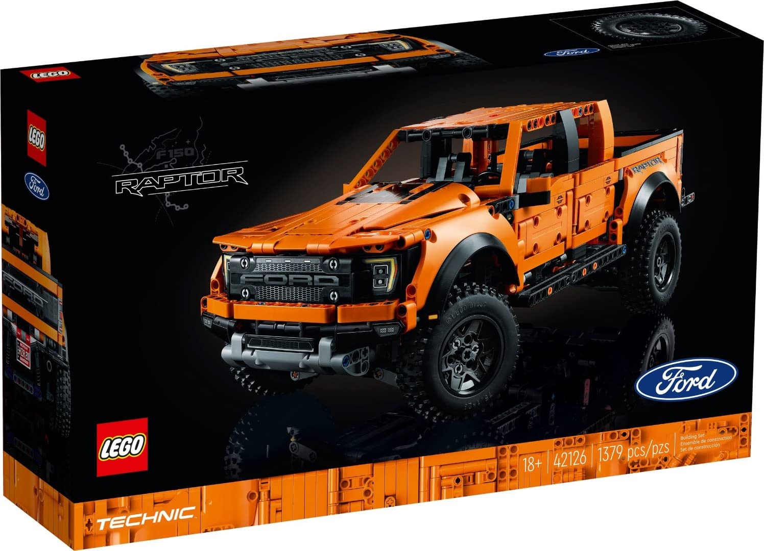 LEGO 42126 Technic Ford F-150 Raptor Model Car Building Kit - 1,370 Pieces, Collectible Toy for Adults, Perfect Gift for Car Enthusiasts - Great for Display, Play and DIY Engineering Projects