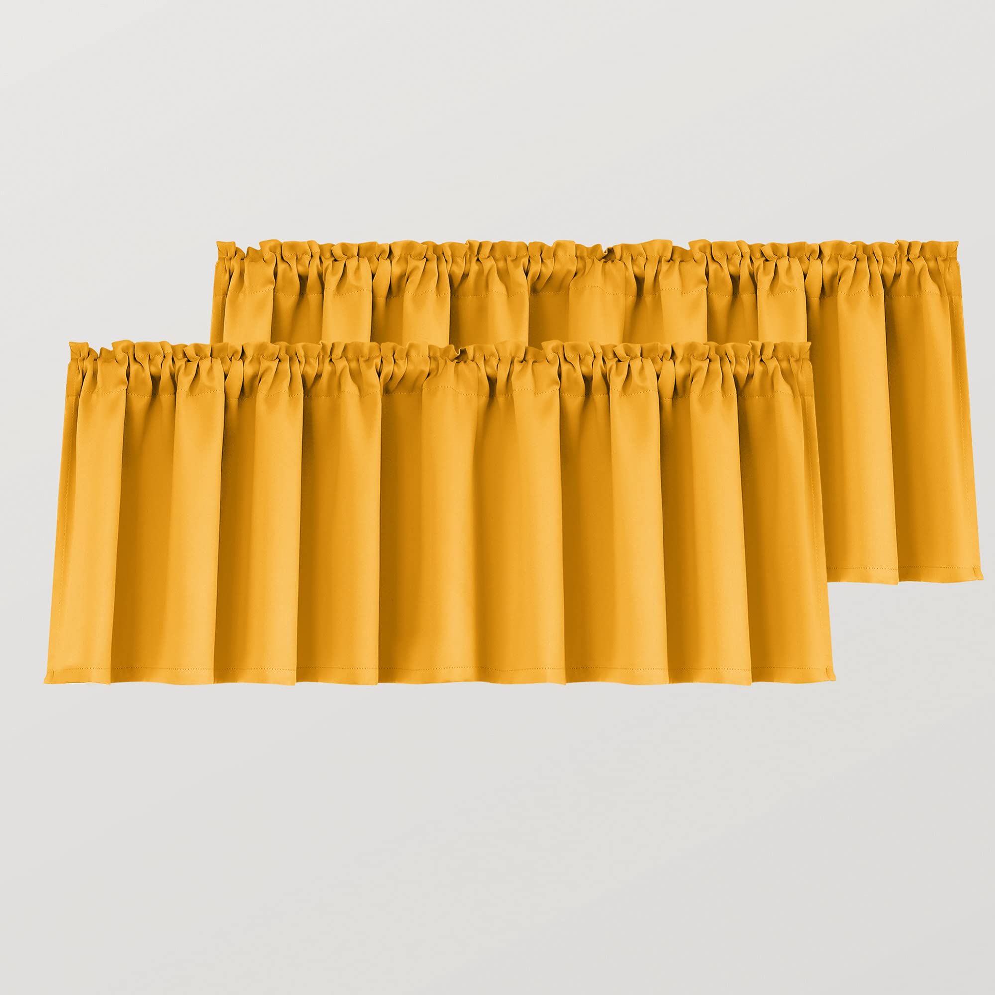 Mustard Yellow Rod Pocket Window Valances - 36x16 Inches for Kitchen, Bathroom & Living Room - Perfect for Home Decor & Room Refresh