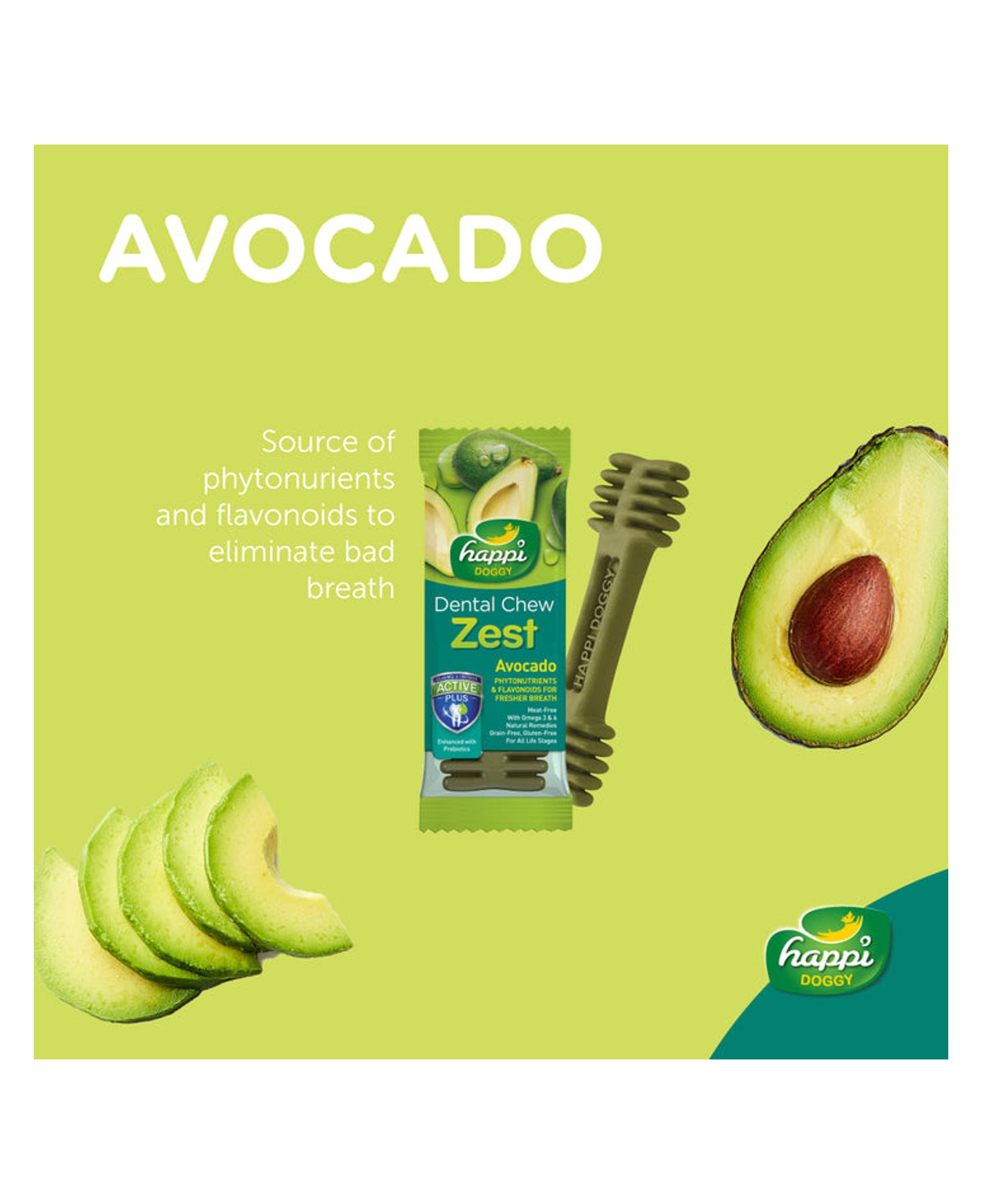 Happi Doggy Dental Chew Zest Petite Avocado Flavor Dog Treats 150g - Healthy Teeth Cleaning Snacks for Small Dogs, Perfect for Training Rewards and Oral Care