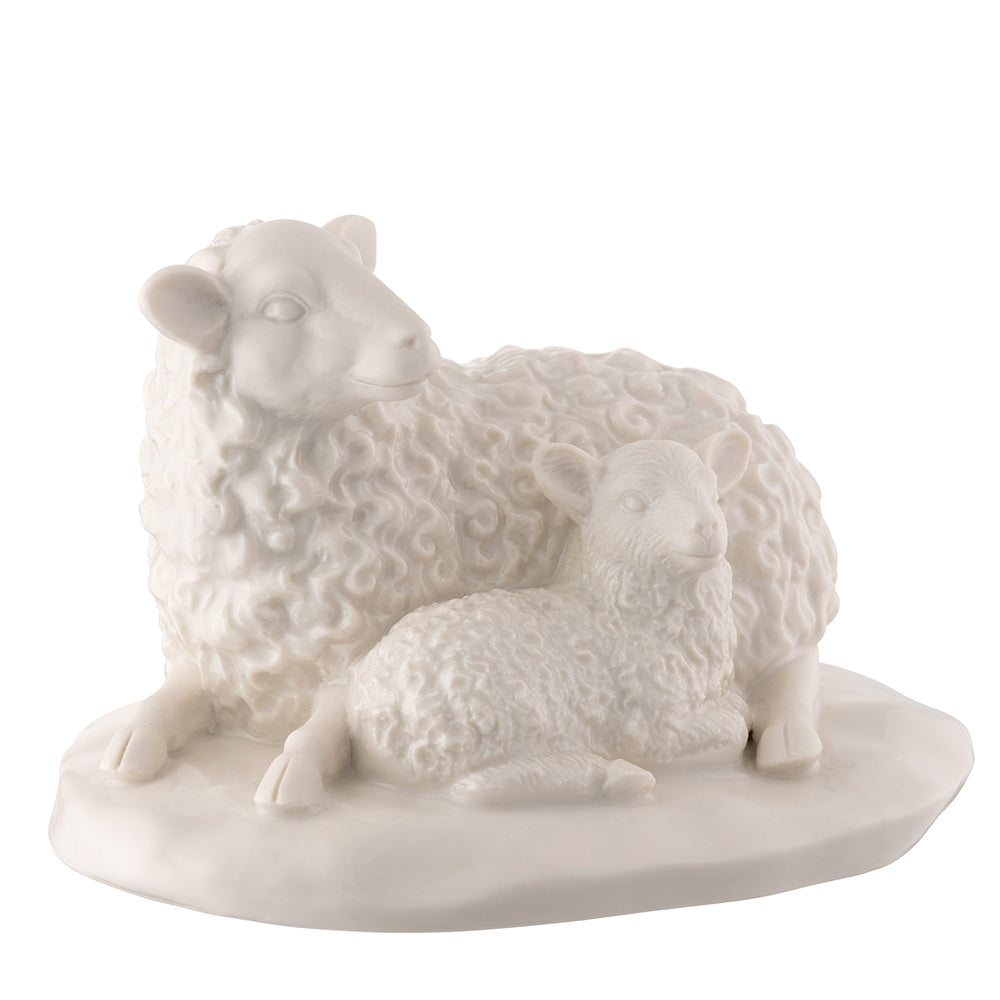 Belleek Classic Sheep & Lamb Ceramic Ornament - Handcrafted Irish Home Decor for Christmas Tree, Shelf Display & Gift Giving