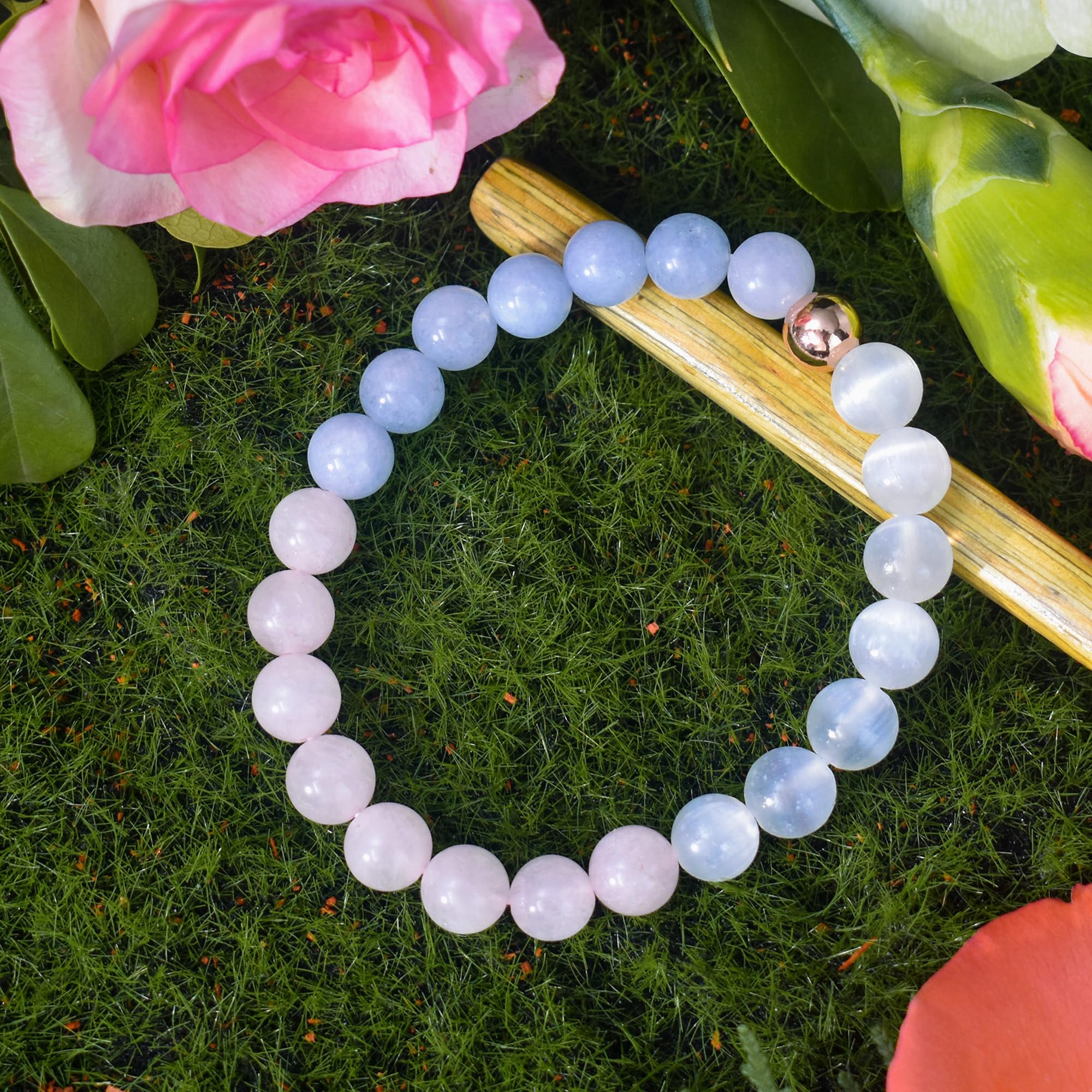 8MM Genuine Healing Crystal Bracelet - Lucky Stone Beaded Chakra Bracelet for Women (6.5 Inch) - Positive Energy & Spiritual Gift for Mom, Meditation, Yoga & Daily Wear