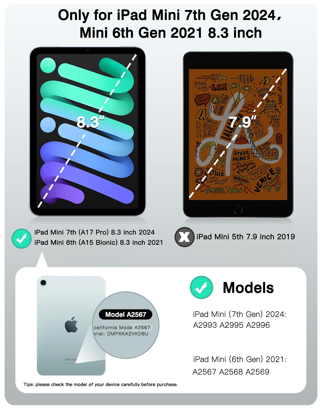 TiMOVO Magnetic Smart Folio Case for iPad Mini 7 2024 (A17 Pro) & iPad Mini 6 2021 - 8.3 Inch Trifold Stand Cover with Apple Pencil Pro Support - Navy Blue - Perfect for Work, Study & Travel Protection